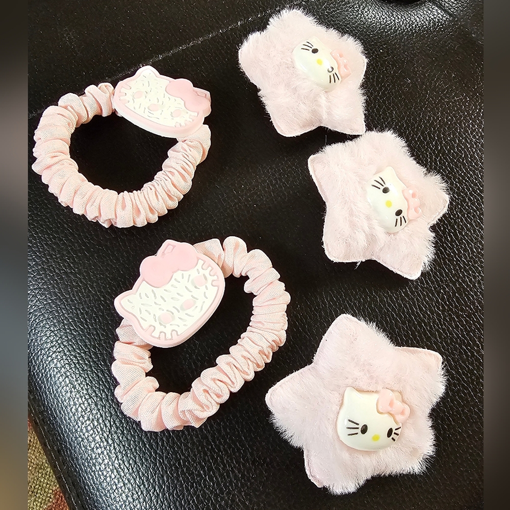 Hello Kitty Pink Hair Accessories Set of 5 NWOT